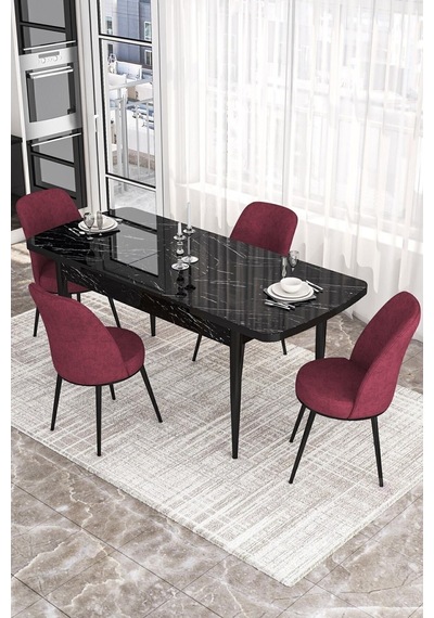 Canisa Kor Serisi 70x114 Açılabilir Mutfak Masası Takımı Siyah Mermer Desen Masa 4 Bordo Sandalye Masa Siyah Mermer Desen Sandalye Bordo Canisa Kor Serisi 70x114 Açılabilir Mutfak Masası Takımı Siyah Mermer Desen Masa 4 Bordo Sandalye Masa Siyah Mermer Desen Sandalye Bordo