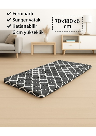 Sünger Yatak 70x180x6 Cm, Yer Yatağı, Balkon Yer Minderi,şantiye,karavan,deprem Yatağı-karaçatı