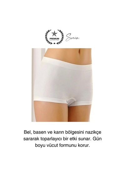 Svein Premium Toparlayıcı Sıkılaştırıcı Kadın Boxer Korse Rahat Dikişsiz Saran Günlük İç Çamaşır Beyaz