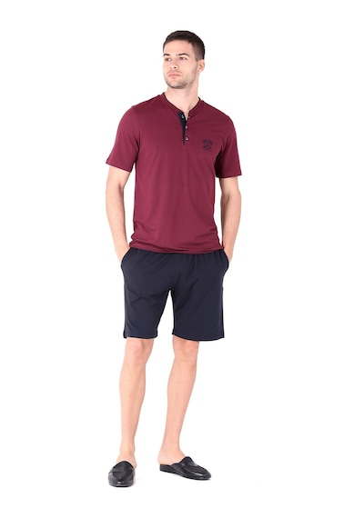 D's Damat Şort Pijama Takımı Bordo Bordo