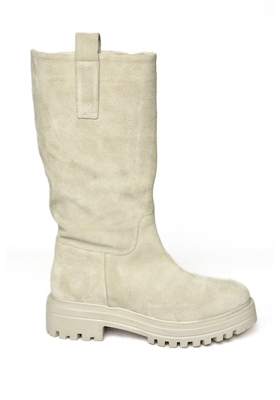 Fox Shoes R555267002 Bej Hakiki Deri Süet Kadın Çizme Bej