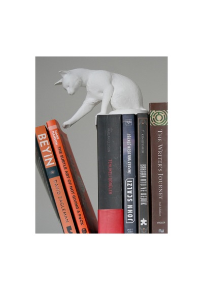 Kitap Deviren Kedi Figür 20cm