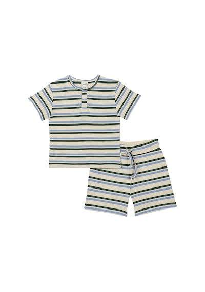 Antebies Organik Mavi Tshirt Şort Erkek Çocuk Pijama Takımı Renkli