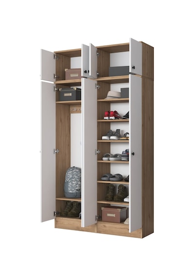 Rani Ea146 Modern Portmanto 8 Kapaklı Raflı Askılı Ayakkabılık Vestiyer Sepet Ceviz - Beyaz Rani Ea146 Modern Portmanto 8 Kapaklı Raflı Askılı Ayakkabılık Vestiyer Sepet Ceviz - Beyaz