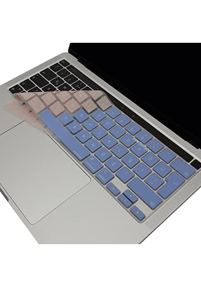 Macbook Pro Türkçe Q Klavye Koruyucu A2338 M1 M2 A2251 A2289 A2141 Uyumlu Ters L Enter Silikon Keyboard Cover Touch Bar 13 İnç 16 İnç Mavi Pembe
