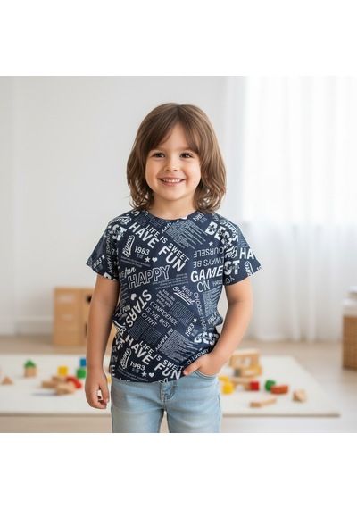 Bonbon Çocuk Siyah Baskılı Tshirt Cb1022