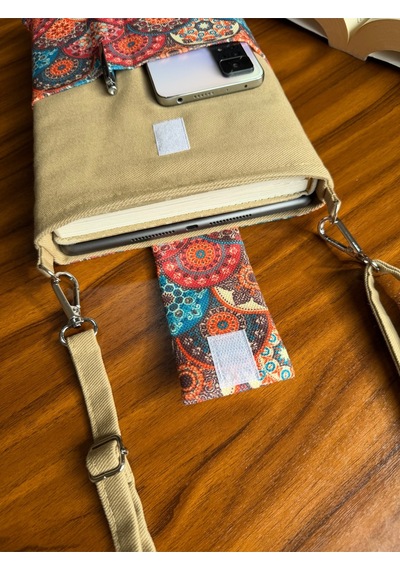Aksesuarsepeti El Yapımı Cepli, Taşıma Askılı, Kılıf Çanta, Tablet Kılıfı, Kitap Kılıfı, Organizer Çanta, Koyukrem