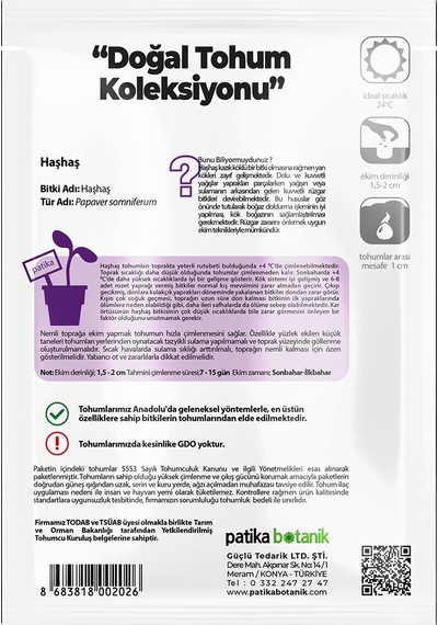 7000 Adet Haşhaş Tohumu - Sarı, Mavi Renk