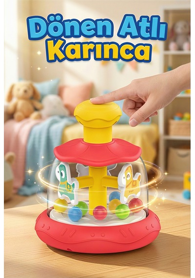Bas-çevir Atlı Karınca Oyuncağı Renkli Toplu Eğitici Bebek Oyuncağı - Kırmızı