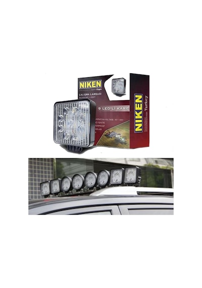 Niken Off Road Sis Farı Lambası 9 Ledli Kare Çalışma Lambası Kare