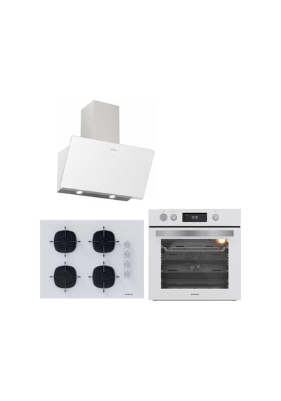 Silverline Fryart & Steamart Buharlı Pişirme BO65P4W01 - CS5665W01 - 3457 SOHO Beyaz Cam Ankastre Set