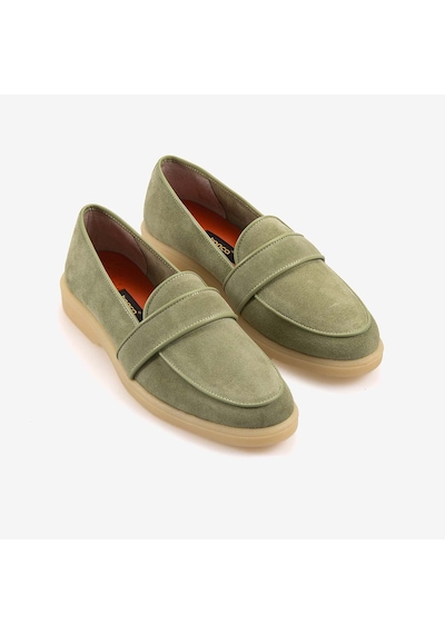 Kemal Tanca Kadın Casual Süet Loafer Ayakkabı Kauçuk Taban T101 Mint Suet