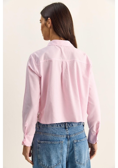 Shade Kadın Dantel Detaylı Çizgili Poplin Crop Gömlek Dg261023 60286099 - Pembe