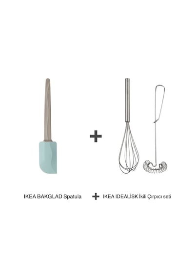 Bakglad Spatula Ve Idealisk Ikili Çelik Çırpıcı-köpürtücü Seti Çelik