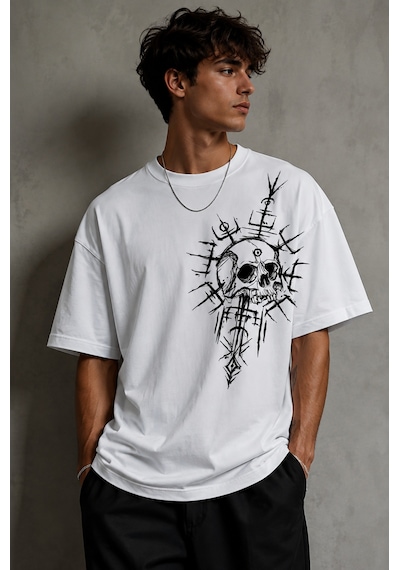 Brz Collectıon Brz Collection Unisex Oversize Kadim Ruh T-shirt Beyaz