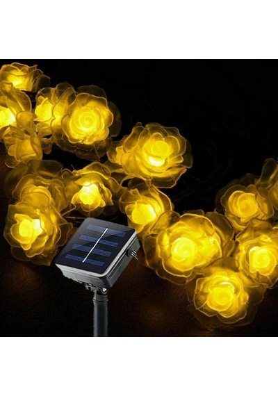 Ayrex Solar 30led Ampül 4m İp Gül Desen Güneş Enerjili Dekorasyon Doğum Günü Düğün Sıcak Beyaz Diğer
