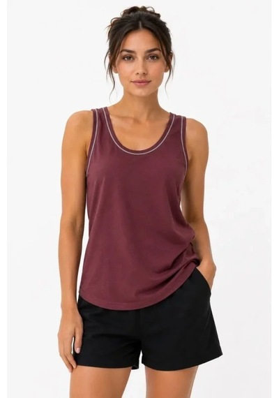 Valensdesign Sporcu Atlet Bisiklet Yaka Kolsuz Yazlık Atlet - Bordo