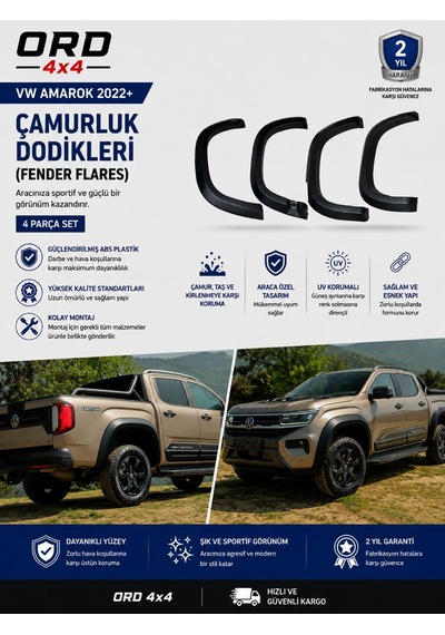 Ord4x4 Vw Amarok 2022+ Çamurluk Dodikleri Fender Flares