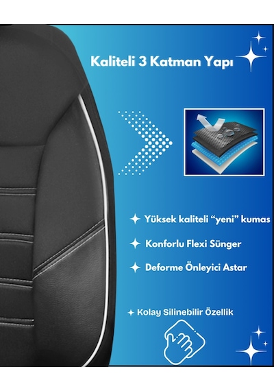 Z&c Maxtech Chevrolet Aveo Uyumlu Özel Tasarım Oto Koltuk Kılıfı Seti Star B