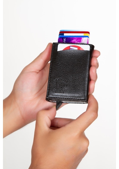 Newish Polo Erkek Mekanizmalı Cüzdan Ve Deri Kapaklı Omuz El Çantası 17x22cm - New337 Siyah
