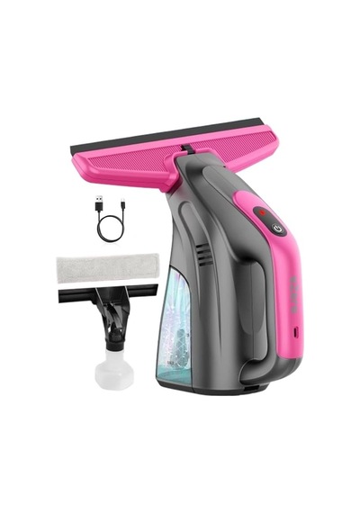 Ezere Clearview Şarjlı Cam Temizleyici Silme Makinesi Mikrofiber Başlıklı, Siyah Diğer