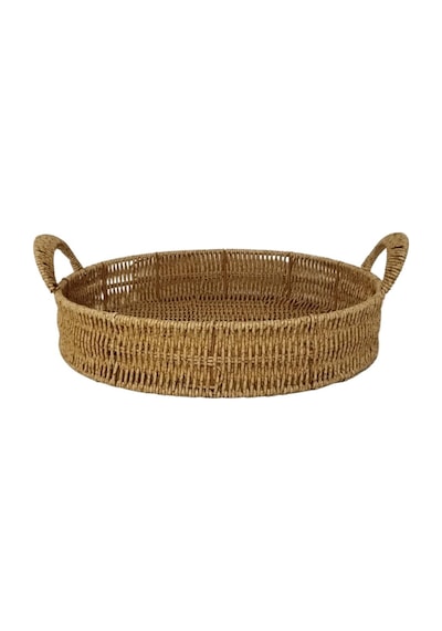 Mien Dekoratif Dayanıklı Çok Amaçlı Rattan Yuvarlak Tepsi Büyük Boy L Rattan