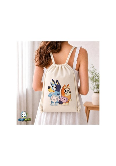 Ghostbastır Design Bluey Büzgülü Keten Çanta C035 Bej