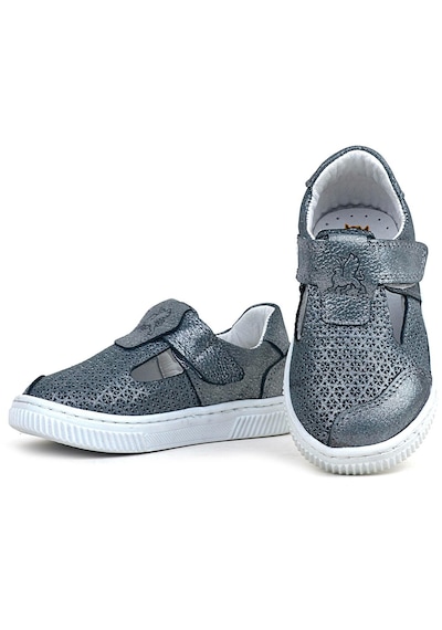 Rakerplus Bheem Hakiki Deri Gümüş Simli Cırtlı Bebek Sneaker Sandalet Pembe