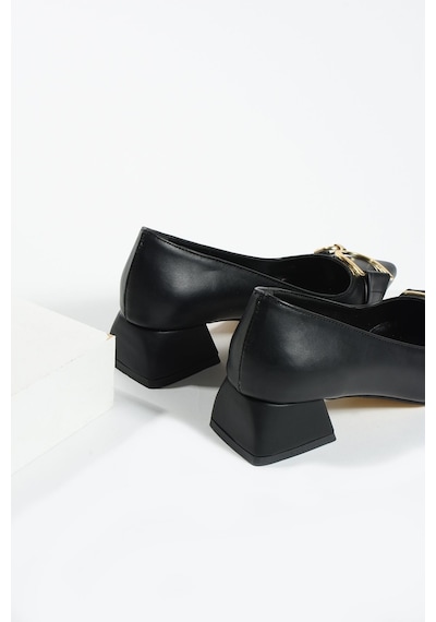 Duxal Shoes Lydia Siyah Toka Detay Kadın Topuklu Ayakkabı Siyah