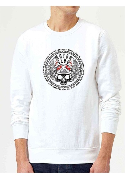 Motor Club Motorsiklet Kulubu Baskılı Erkek Örme Sweatshirt