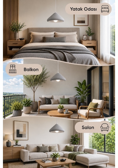 Kubbe Form Sarkıt Avize Beton Görünümlü Dokulu Modern Dekoratif Avize E27 25 Cm - Gri Beyaz