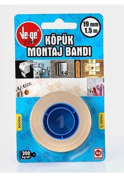 Vege Montaj Bandı Köpük 200 Kg 19X1.5 İç/Dış