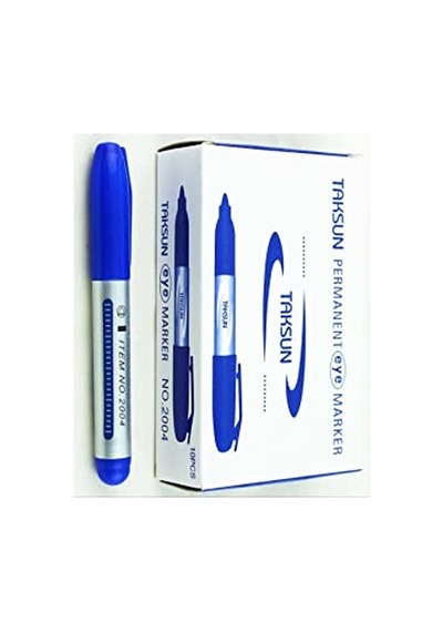 Permanent Marker Keçeli Koli Kalemi 10 Adet Mavi Çok Renkli