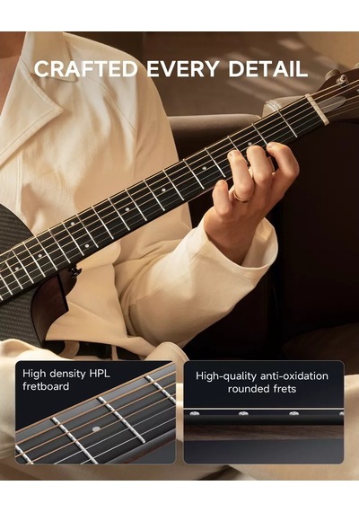 Donner Rısıng-g1 Carbon Fiber Akustik Gitar Seti Parlak Siyah