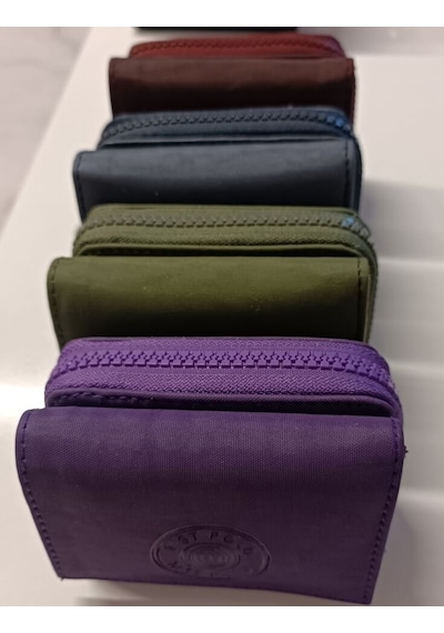 Asesstore Kadın Kırınkıl Kumaş Çıtçıtlı Ve Fermuarlı Şık Cüzdan Kartlık Aksesuar Çok Renkli
