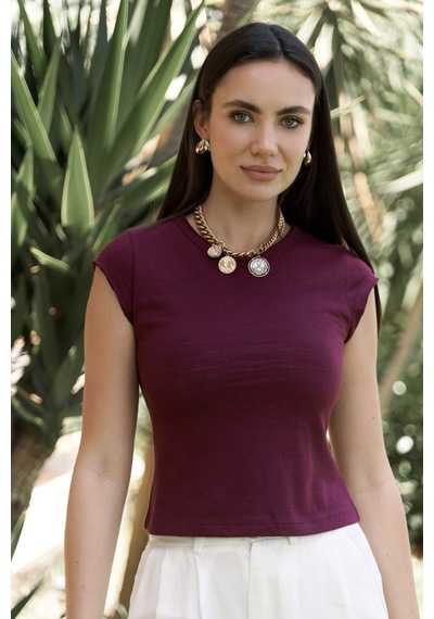 Bohemai Kensal Dar Kesim Bordo T-shirt Bordo