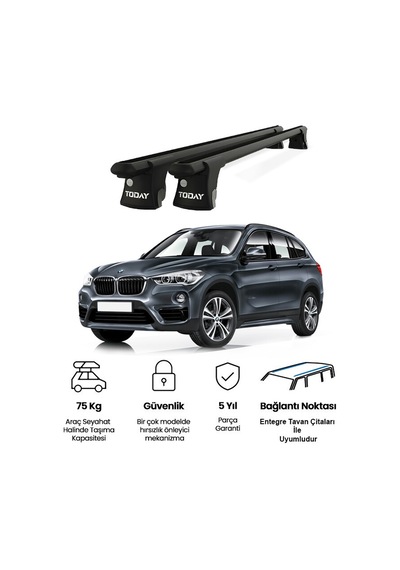 Trio-ıı Bmw X1 F48 2015 Ve Sonrası Uyumlu Siyah Kilitli Ara Atkı 120cm Port Bagaj Tavan Barı