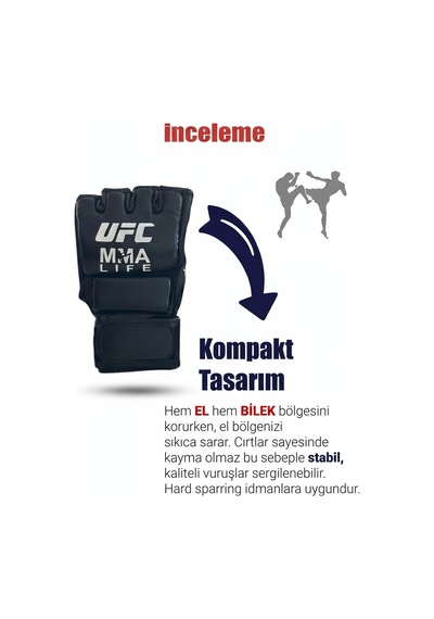 Hsport Ufc Mma Eldiveni Suni Deri Kesik Parmak Tasarımı Velcro Bilek Desteği Kafes Dövüşü Ve İdman Xlarge Açık Mavi