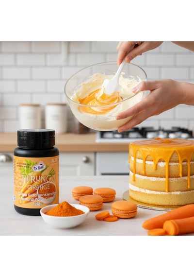 Toz Turuncu Doğal Gıda Boyası 25 G B-karoten İçerikli, Pasta Ve Tatlılar İçin Bitkisel Renk Boyası