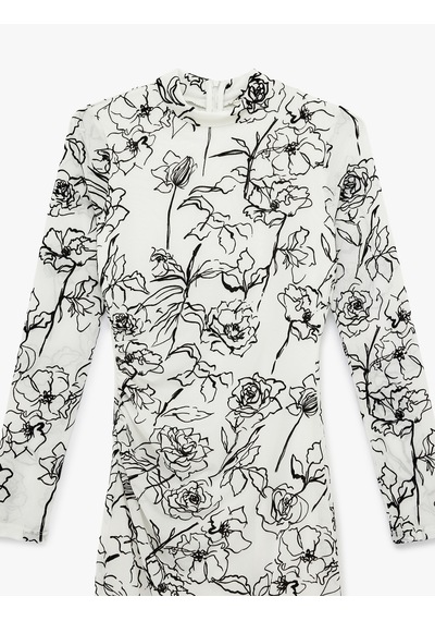 Koton Dik Yaka Uzun Kollu Midi Boy Çiçekli Bodycon Kalem Elbise Beyaz Desenli 6sak80017uk Beyaz Desenli Koton Dik Yaka Uzun Kollu Midi Boy Çiçekli Bodycon Kalem Elbise Beyaz Desenli 6sak80017uk Beyaz Desenli