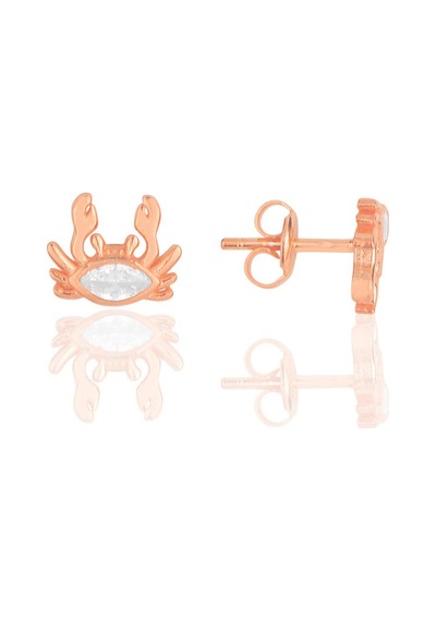Söğütlü Silver Gümüş Rose Zirkon Taşlı Yengeç Küpe
