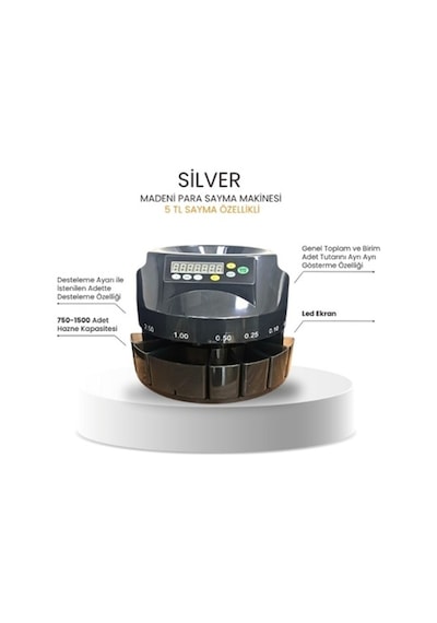 Silver Madeni Para Sayma Makinesi / 5 Tl Sayma Özellikli