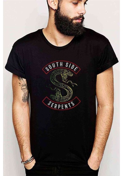 Riverdale South Side Serpents Baskılı Siyah Erkek Tshirt (528849668)