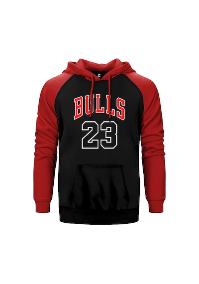 Chicago 23 Kırmızı Renk Reglan Kol Kapşonlu Sweatshirt Kırmızı