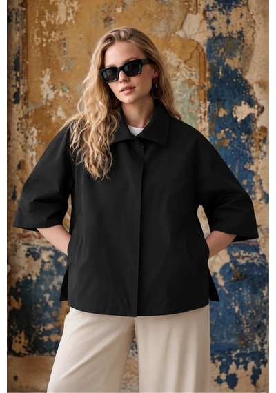 Genel Markalar Kadın Panço Trençkot Oversize Rahat Kesim Standart Beden 38-46 Uyumlu Siyah Siyah Genel Markalar Kadın Panço Trençkot Oversize Rahat Kesim Standart Beden 38-46 Uyumlu Siyah Siyah