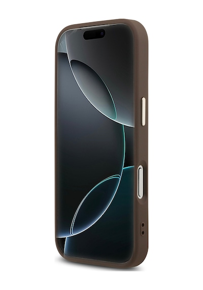 Apple Uyumlu iPhone 17 Pro Kılıf Guess Lisanslı M-safeli Gold Kamera Çerçeveli Taşlı Üçgen Logo 4g Desenli Kahve Kahverengi