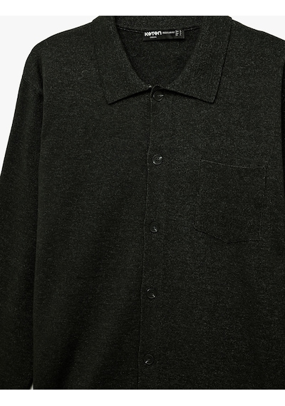 Koton Regular Fit Uzun Kollu Düğmeli Polo Yaka Triko Hırka Antrasit 6wam90010ht Antrasit