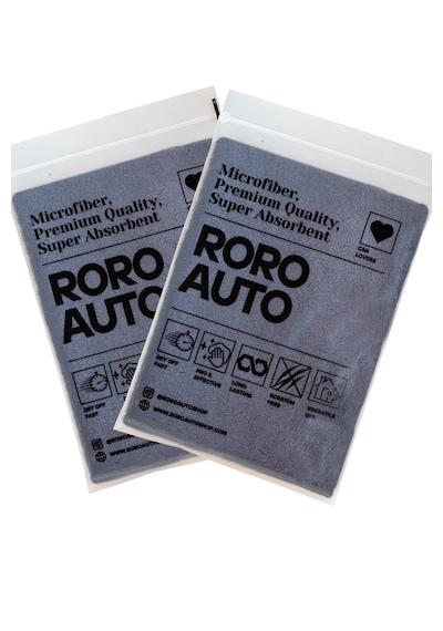 Roro Auto Fuji Mikrofiber Araç Kurulama Havlusu Araç Yıkama Bezi 40X40 Gri (2 Adet)