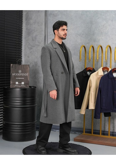 Modefendi %60 Yün Oversize Torba Cep Yüksek Kalite Oversize Kaban Antrasit