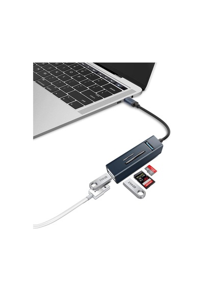 Lexroo Type-c To Usb Dönüştürücü 3.0 Hub 5in1 Port Hızlı Aktarım 5gbps Usb Hafıza Kart Okuyucu
